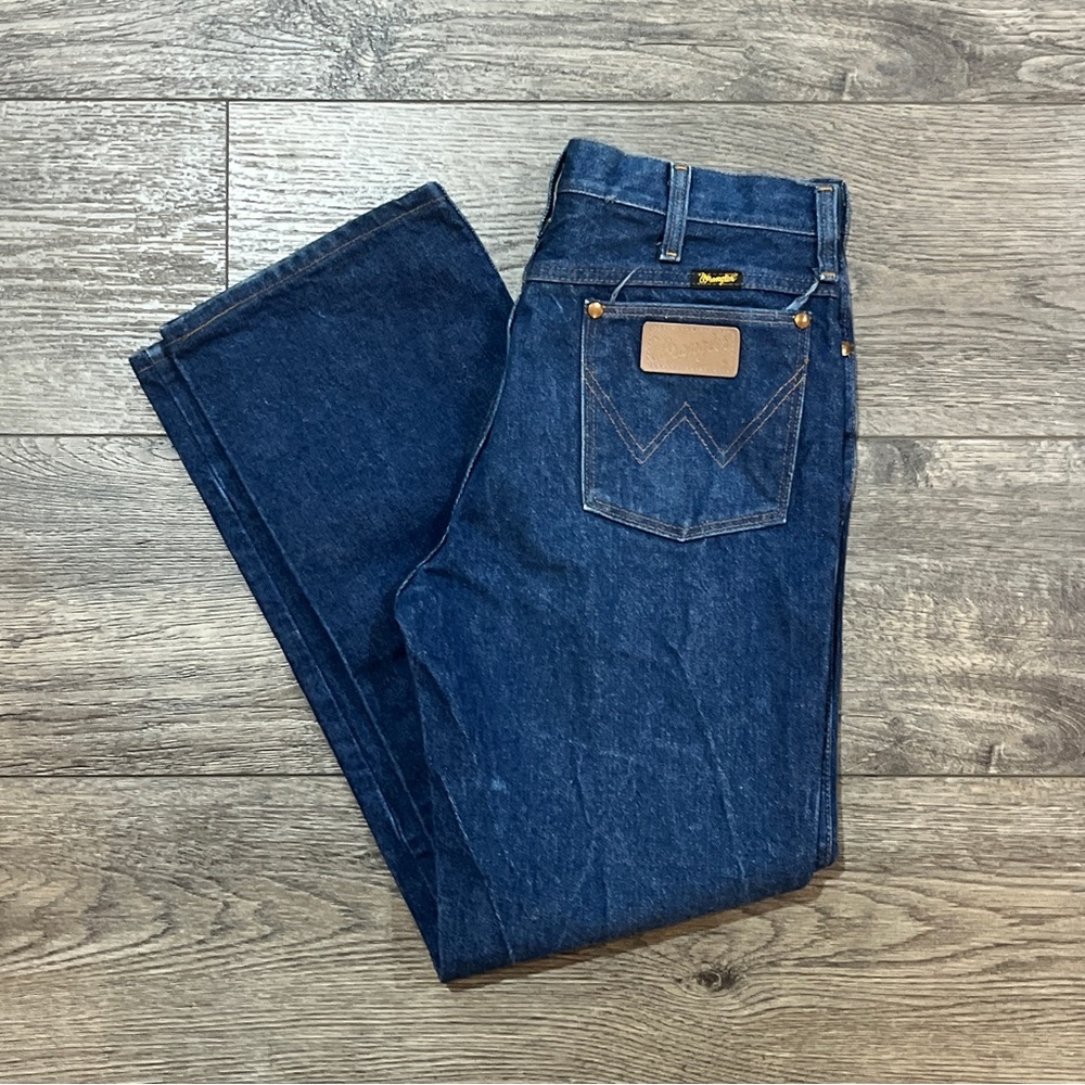 Vintage 80s Blue Boot Cut Flared Wrangler Jeans Mens Size 34/30